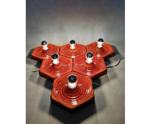 Lot de 6 Appliques Hexagonales en Céramique Brillante