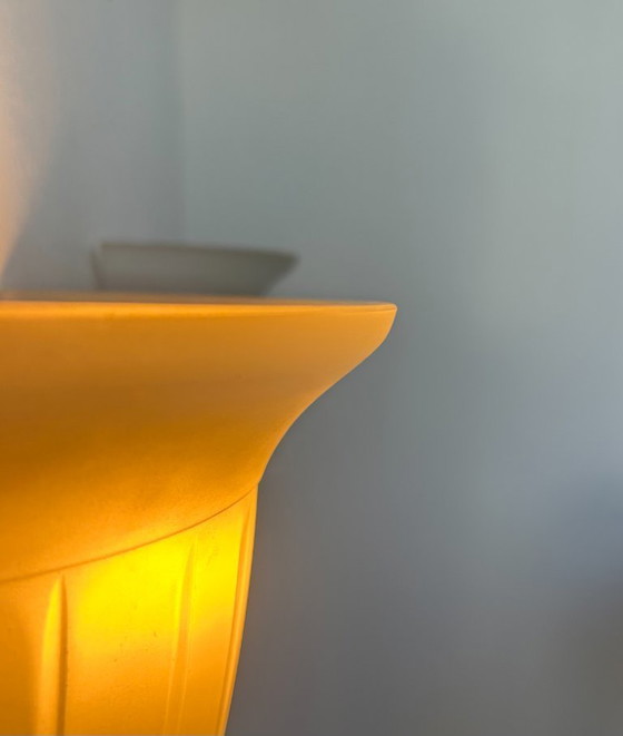 Image 1 of Pair of vintage sconces, brass and sandblasted glass, France 1970