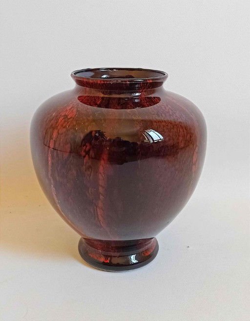 Carmine-red blown glass vase 50s Height 26 cm