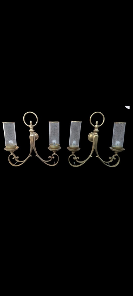 Pair Of Monumental Bronze Art Deco Wall Lights