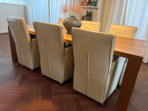 6 eleganti sedie da pranzo Jess Design, modello Senator – Pelle di bufalo, Vaniglia