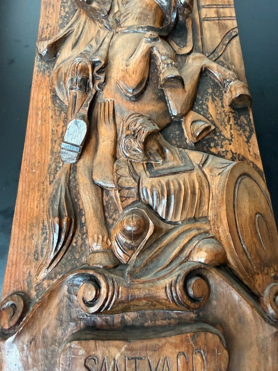 Hand-carved Wooden Wall Plaque Santiago Matamoros – Wanddecoratie (photo 6 of 6)