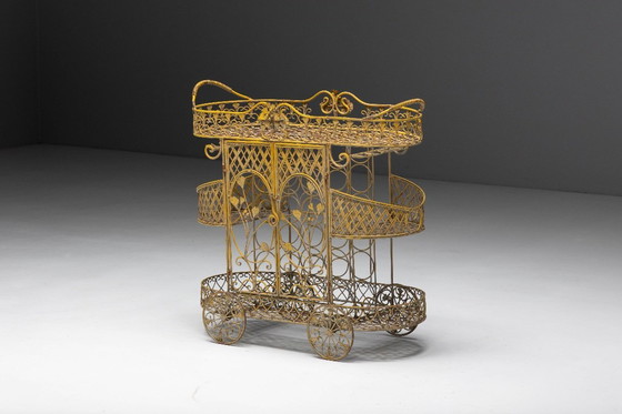 Image 1 of Carrito de servicio antiguo de hierro fundido, Francia, principios del siglo XX