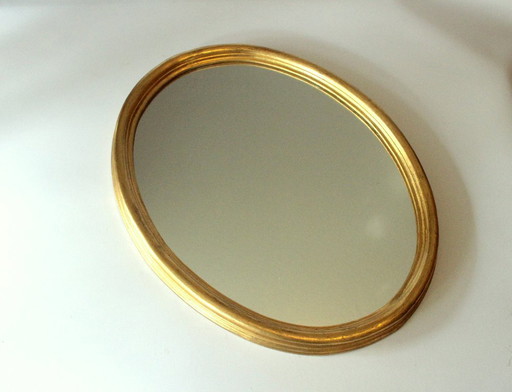 Miroir mural ovale - style florentin - bois/verre miroir - Vintage