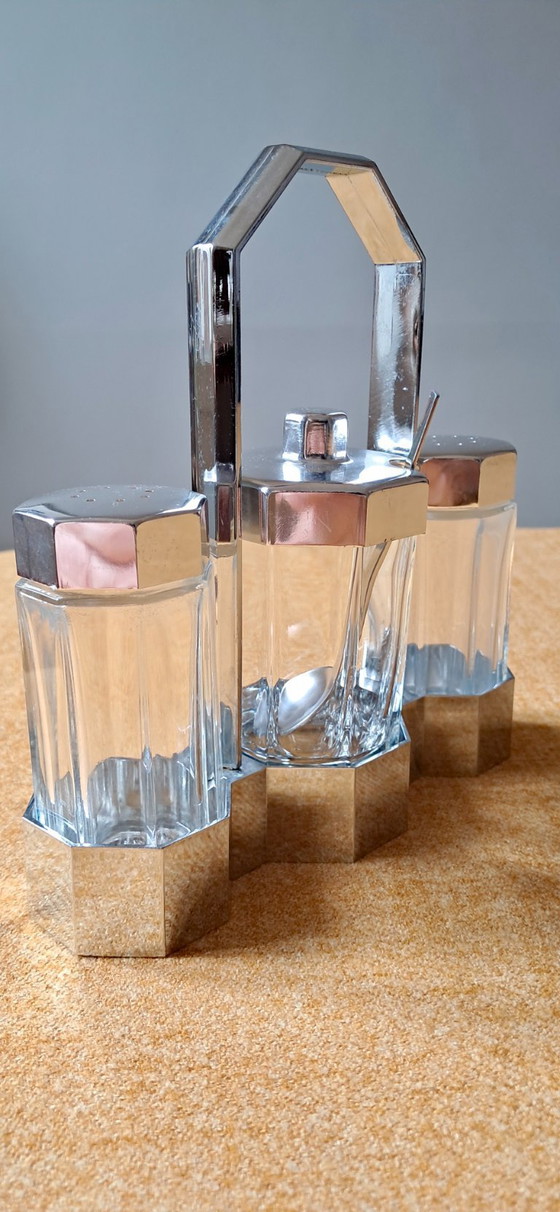 Image 1 of Vintage salt, pepper, and mustard set, 1980s