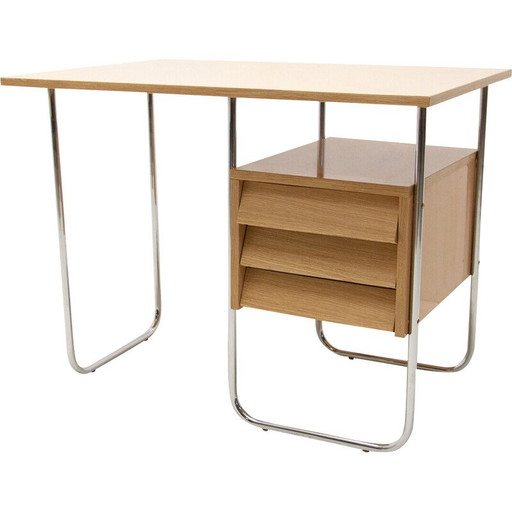 Scrivania cecoslovacca vintage in cromo e formica, 1950
