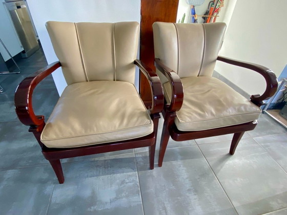 Paire de Fauteuils Bridges 1930 Art Déco – Leather, Wood (photo 6 of 6)