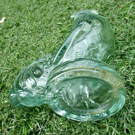 Image 1 of 2x Vintage Glazen karaffen in de vorm van Hond en Haan.