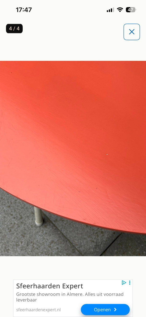 Tavolino Vintage Triangolare Rosso Rosato – Tavolini da caffè, Wood, Metal (photo 5 of 5)