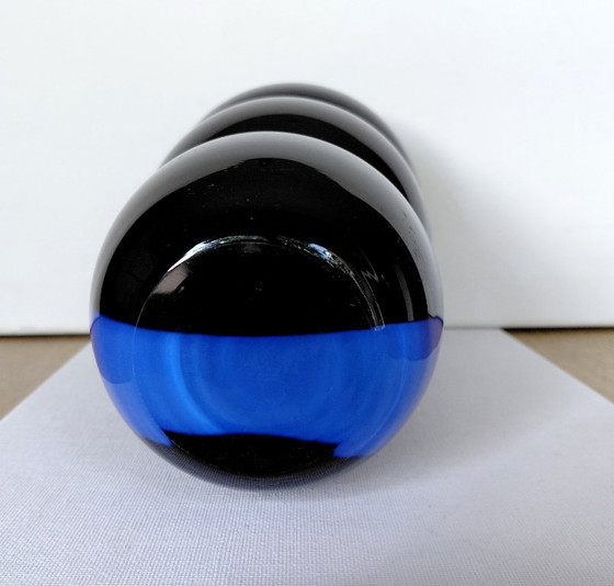 Vintage Christinenhütte Bubble Vase - Black/Blue 1980s – Glass (photo 8 of 11)