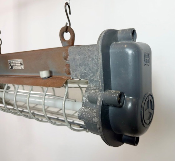 Image 1 of Grijze industriële hanglamp met buisconstructie van Elektrosvit, jaren 70.