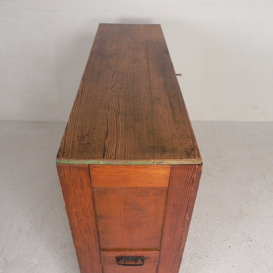 Pine school chart cabinet, architect's cabinet, map cabinet, 1930s, Storage cabinet, Wood, Brown (photo 14 of 25)