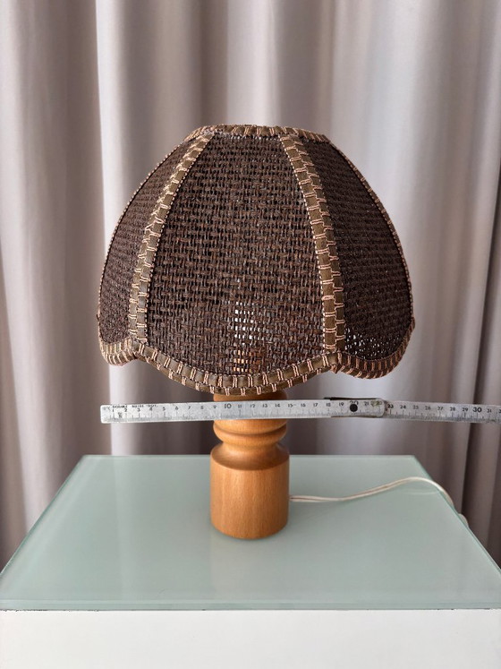Lampe de table vintage tressée – Bois et rotin – Années 1970 – Wood (photo 3 of 11)