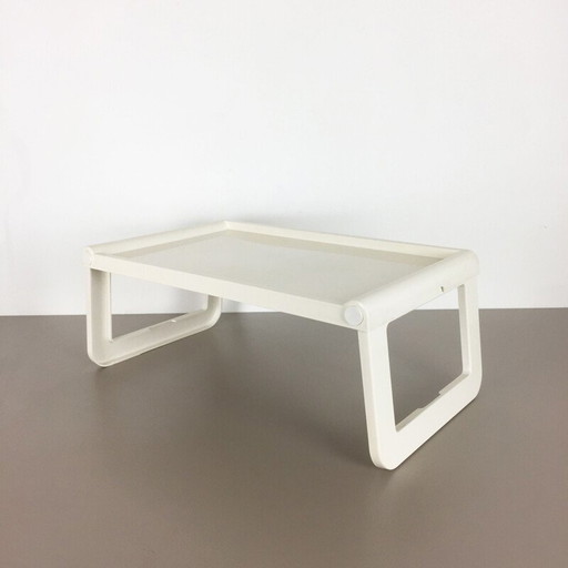 Plateau de lit vintage en plastique blanc par Luigi Massoni pour Guzzini, Italie 1980