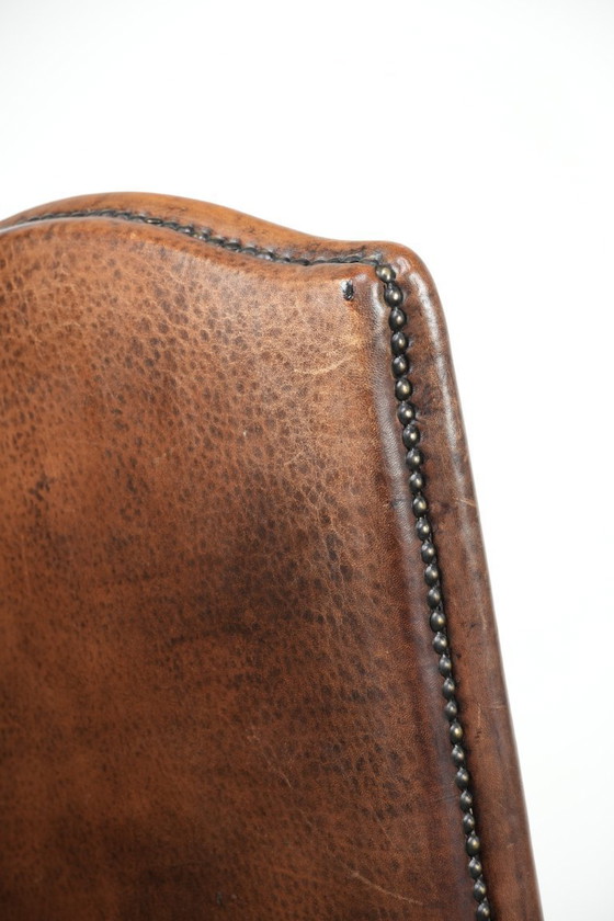 Image 1 of 6 chaises de salle à manger vintage en peau de mouton avec dossier haut