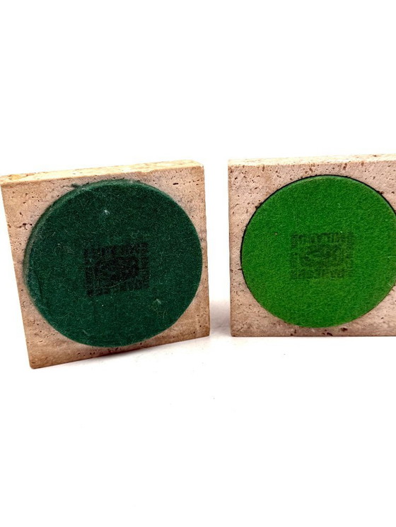 Image 1 of Enzo Mari, Set di 2 organizer da scrivania in travertino, Danese Italia 1970