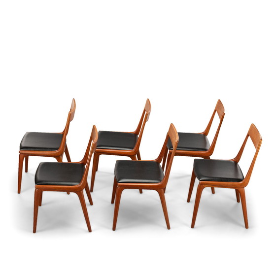 Image 1 of Design danois Chaises Boomerang Modèle 370 par Erik Christensen pour Slagelse Mobelvaerk, Lot de 6