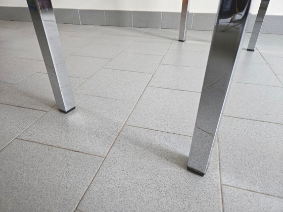 Image 1 of Scrivania vintage anni '70 in acciaio cromato e vetro fumé, Saint-Gobain, anni '70