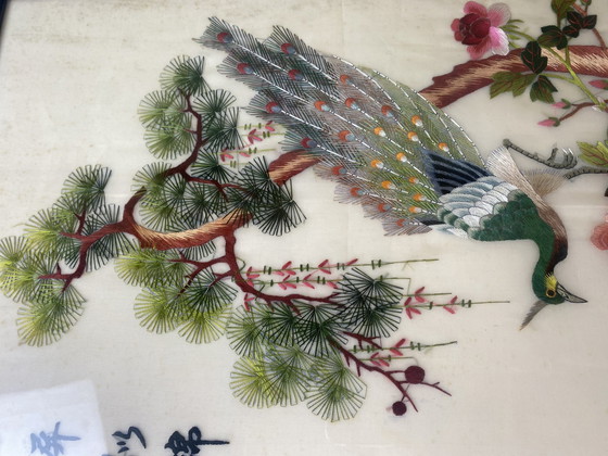 Image 1 of Antieke zijden draadschildering