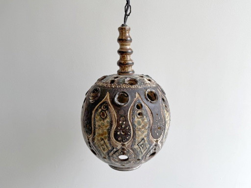 1x Rare Large Vintage Henk Jacobs Ceramic Pendant Lamp – hanglampen, Metal (photo 2 of 9)