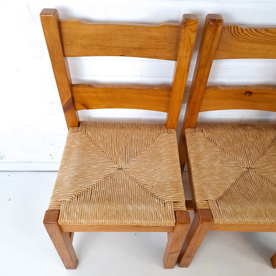 Image 1 of 4x vintage stoel Deens design grenen hout/papercord jaren 70