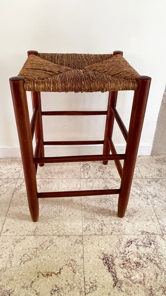 Image 1 of Vintage Geometric Straw Stool