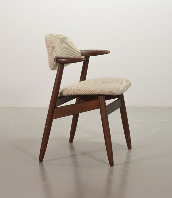 Image 1 of Sedie da pranzo Tijsseling in autentico stile vintage con tessuto di lana grigio-bianco di Hulmefa, set da 2