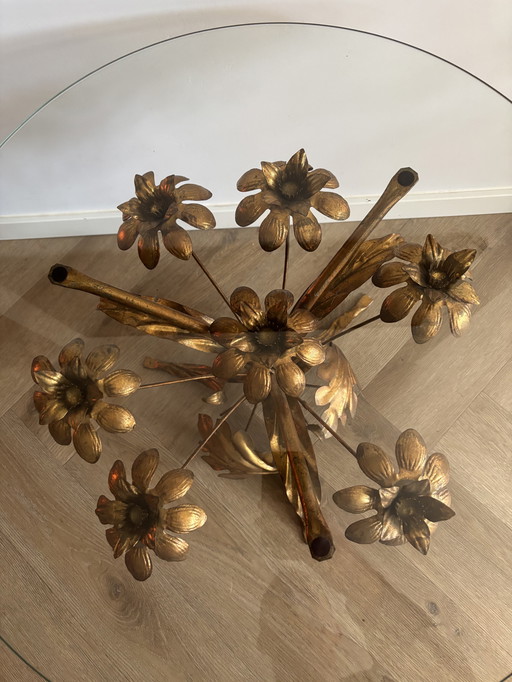 VINTAGE MESSING VERGULDE BIJZETTAFEL / SALONTAFEL HANS KÖGL