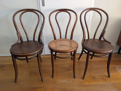 Set van 3 antieke Weense bentwood stoelen – ca. 1900 – J. & J. Kohn
