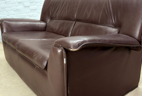 Image 1 of Afra and Tobia Scarpa Design Mid-Century Italian Design Chocolate Brown Leather Two Seat Sofa, Model Lauriana for B&B Italia.
