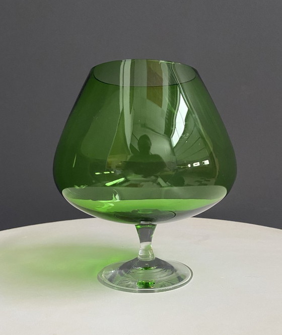 Image 1 of Empoli green large cognac glass shape vase 1960s