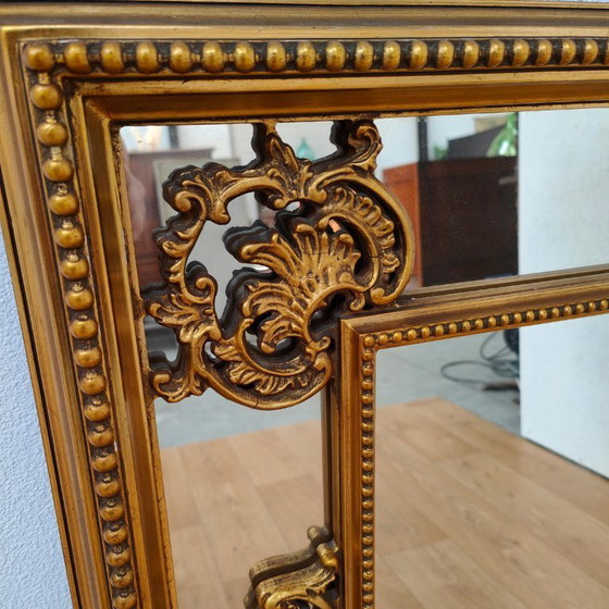 Image 1 of Antieke Vintage Goudkleurige Barok Rococo spiegel schouwspiegel