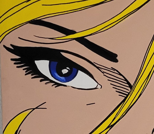 VUČKO "Roy Lichtenstein Vicki" – Hand-painted XXL canvas – 170x70 cm, signed