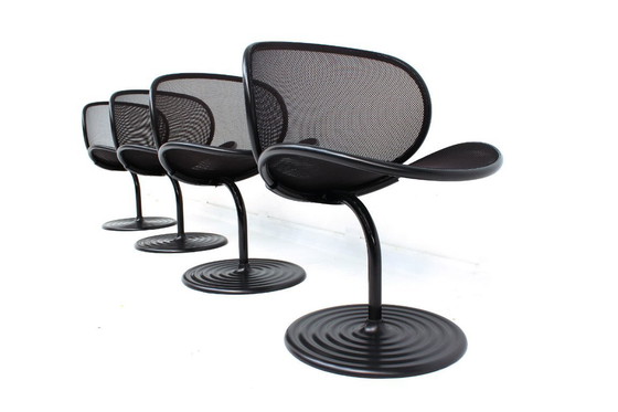 Image 1 of Come nuove! Set vintage di 4 sedie O-Line, disegnate dal Prof. Herbert Ohl per Wilkhahn nel 1982, in condizioni da museo!