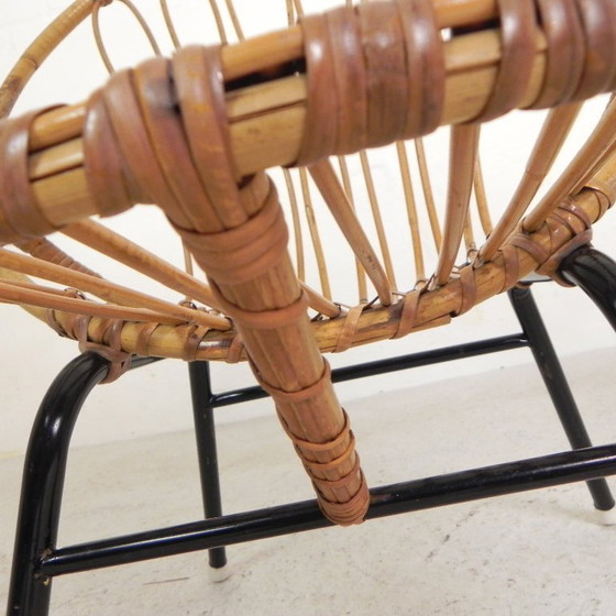 Image 1 of Juego de 2 sillas infantiles de ratán y bambú Rohe Noordwolde, años 50