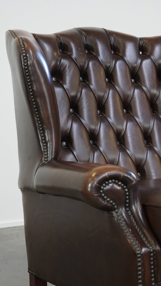 Image 1 of Beef Leather Chesterfield Ear Armchair