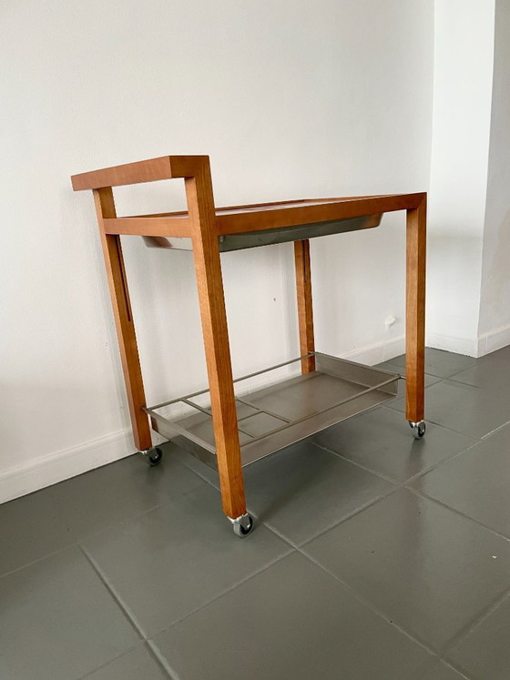 Image 1 of Chariot de bar vintage au design scandinave avec glacière intégrée en métal