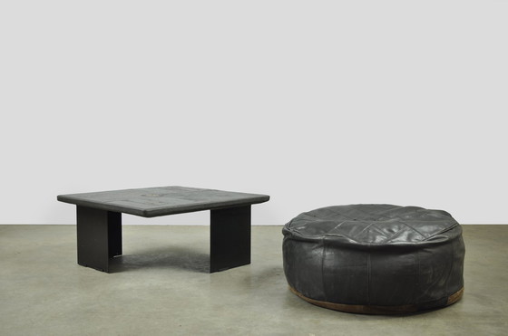 Image 1 of Table d'appoint vintage en pierre naturelle avec incrustation de BRONZE, Pays-Bas 1970