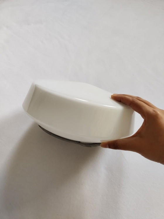 Vintage Mid-Century Opal Glass Ceiling Light / Wall Light – German Architectural Design (1960s) – Ceramic (photo 3 of 7)