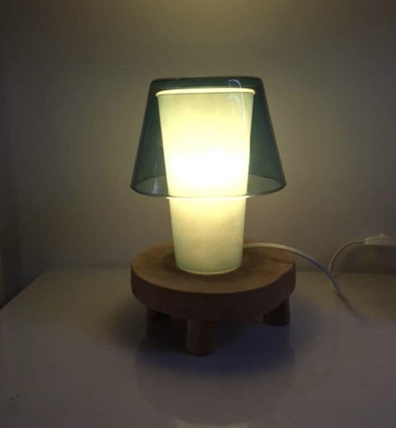 Image 1 of Lampada da tavolo vintage IKEA Gavik a forma di fungo, vetro blu petrolio, design di Helena Svensson, anni '90.