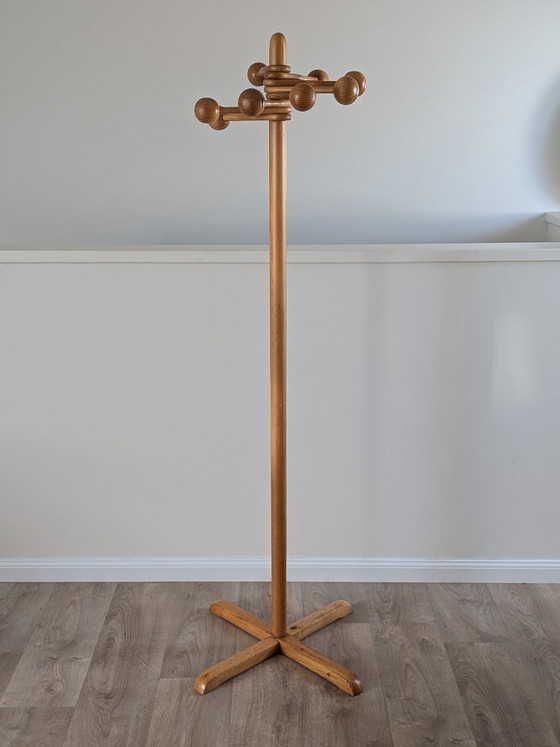 Image 1 of Vintage grenenhouten "Sputnik" kapstok – Scandinavisch modern – jaren 70