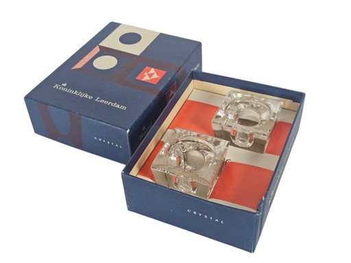 Royal Leerdam - (2) bougeoirs - cristal - modèle 61015 - 1970