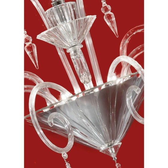 Image 1 of Aplique de pared veneciano imperial “Rigadin” de cristal de Murano en cristal transparente.