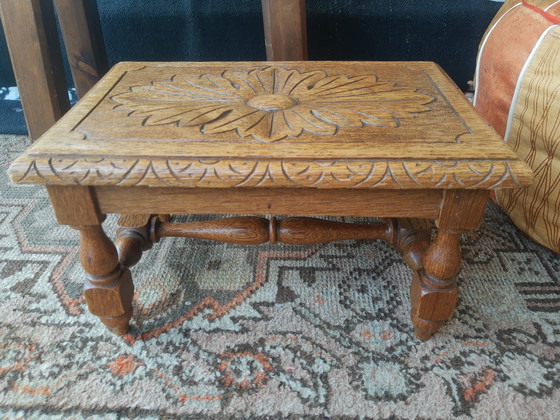 Image 1 of Antique hand-carved French oak side table/plant table