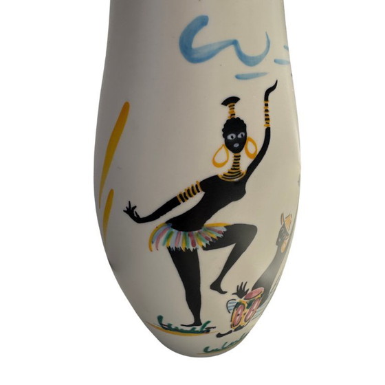 Image 1 of Vase français en céramique - peint à la main - style Vallauris - vers 1950 - 26 cm
