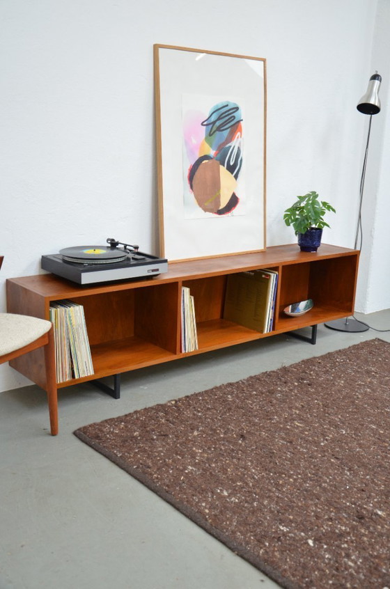 Image 1 of Open sideboard vintage vinyl walnut 70s lowboard phono HiFi