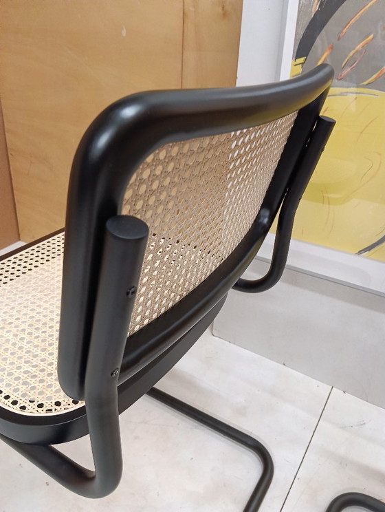 Image 1 of ALIVARMVSEVM 104. SET of 2 CESCA B32 Chairs (NEW) in Black Frame Limited Edition 