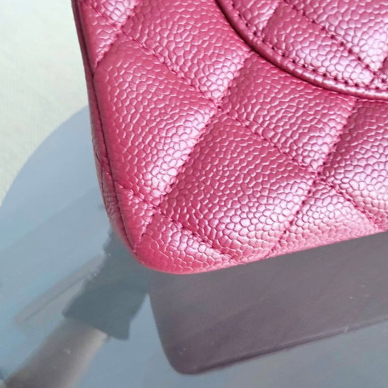 Image 1 of Borsa Chanel Classic Flap Jumbo - Caviar 30CM Single Flap Trapuntata Borgogna Rosso Scuro Finiture Oro Serie 13