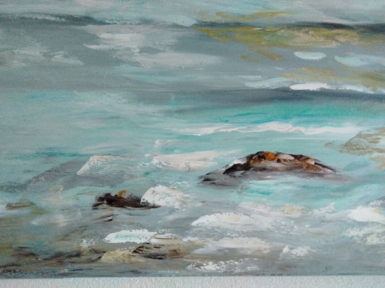 Quadro moderno: spiaggia, mare, Decorazioni murali, Tela, Beige (foto 2 di 5)