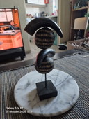 Abstract sculpture buffalo horns and wood